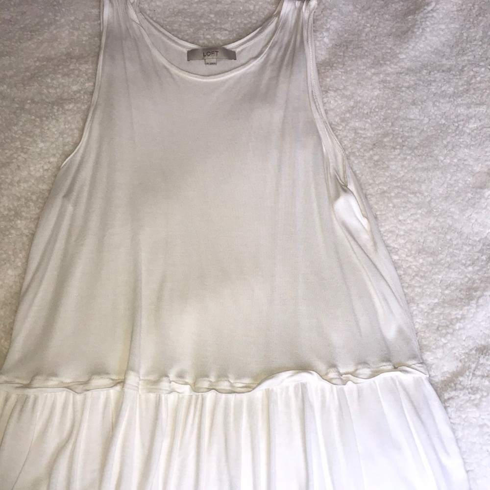 Loft Cream Ruffled Tank Top